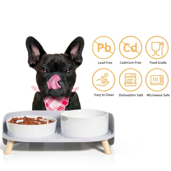PTOBER Ceramic Slow Feeder Dog Bowl Set Medium Colors-4