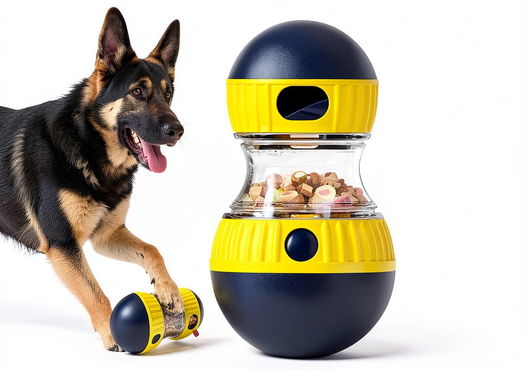 TLKNG dog slow feeder puzzle toy in blue on a floor