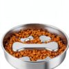 Novery Stainless Steel Dog Slow Feeder Bone Print 2 Cups-1