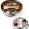 Novery Stainless Steel Dog Slow Feeder Bone Print 2 Cups-4