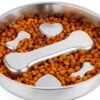 Novery Stainless Steel Dog Slow Feeder Bone Print 2 Cups-0