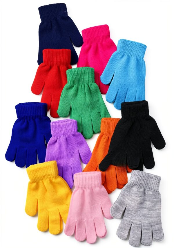 Kids Winter Gloves Acrylic Five-Finger Design Boys Girls-3