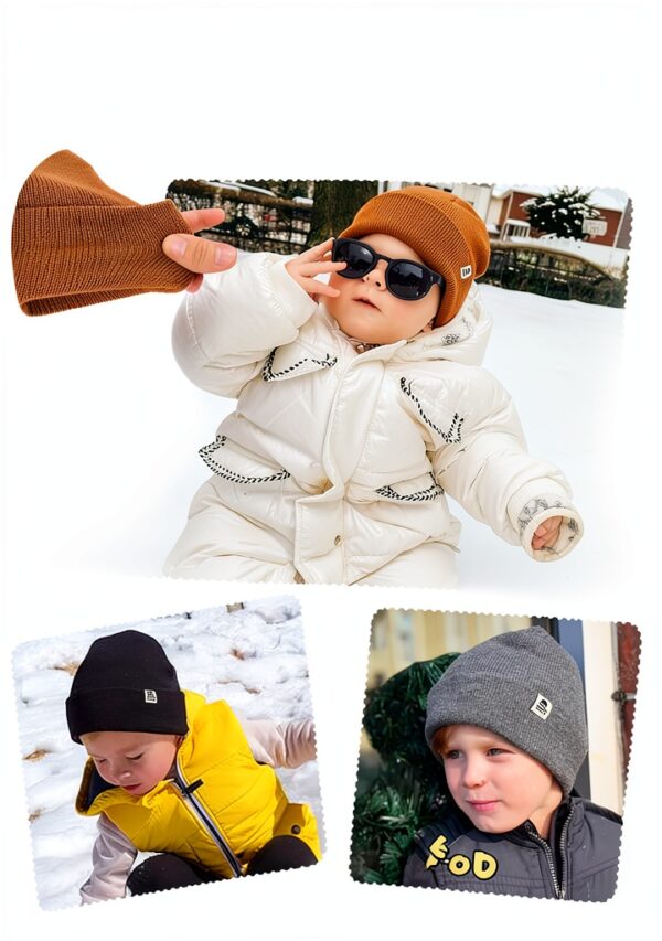 Baby Knit Hat Fleece Lined Boys Winter Beanie Soft Stretchy-5