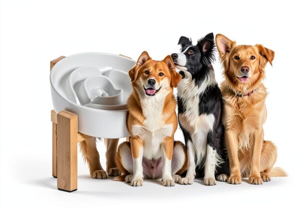 PTOBER Dog Slow Feeder Ceramic Elevated Non Slip Bowl-3