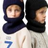 Kids Winter Hat Set Knit Fleece Lined Gloves Neck Warmer-5
