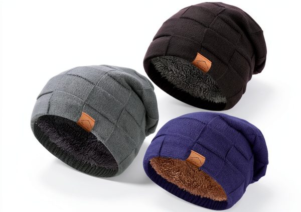 Kids Winter Beanie Hats 3 Pack Fleece Lined Boys Girls 4-15Y