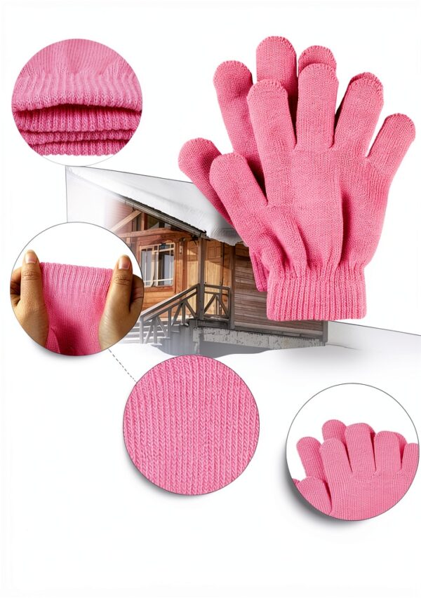 Kids Winter Gloves Acrylic Five-Finger Design Boys Girls-2