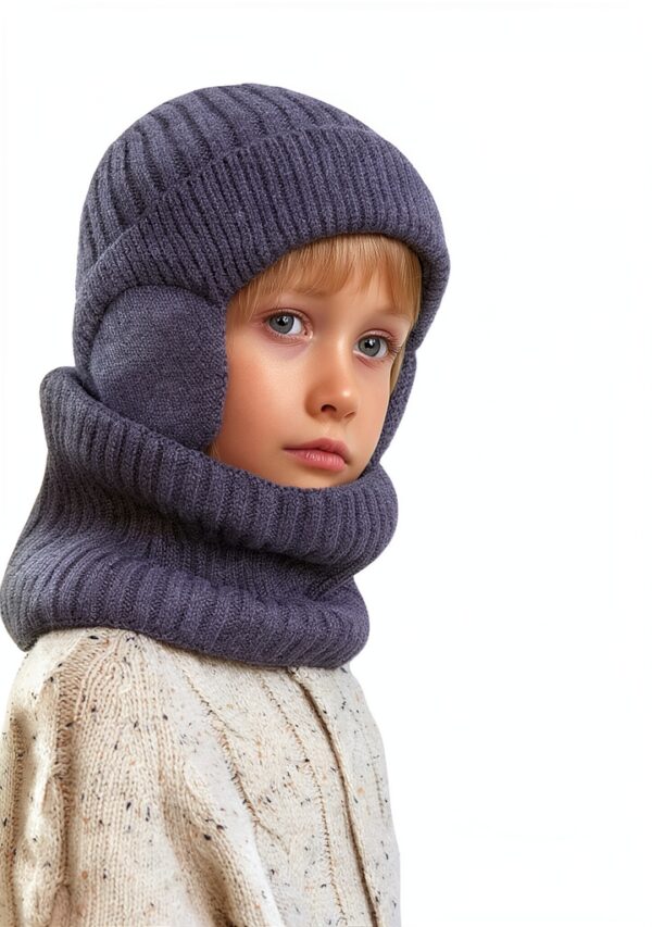 Kids Winter Hat Set Knit Fleece Lined Gloves Neck Warmer-1