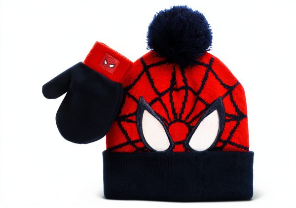 Marvel Spider-Man Boys Winter Hat Mitten Set Beanie Gloves