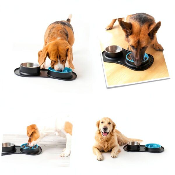 MateeyLife Dog Slow Feeder Bowl Set Anti Spill Mat Small-7