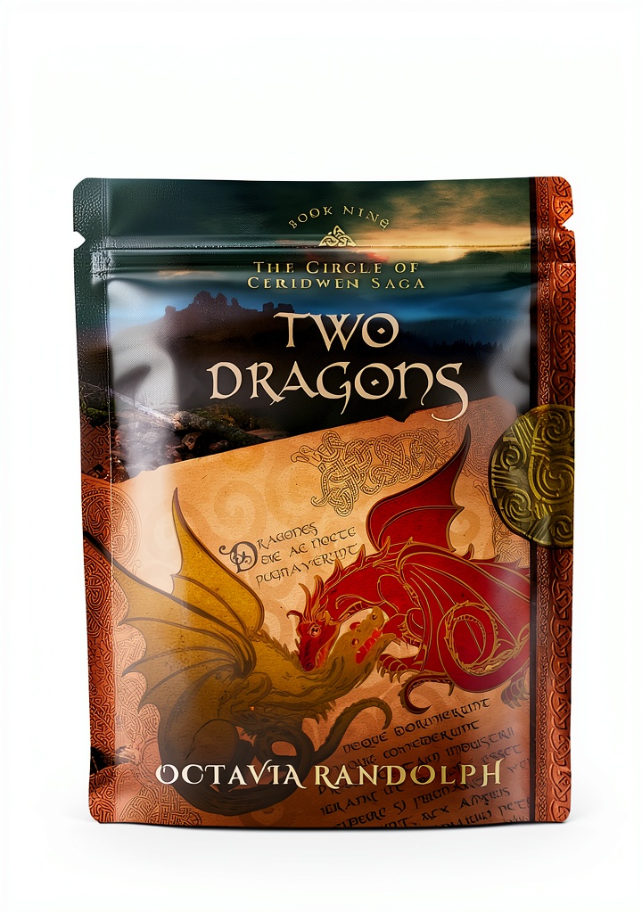 Kindle device displaying Circle of Ceridwen Saga 9th book on a coffee‑table setting