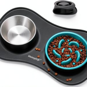 MateeyLife Dog Slow Feeder Bowl Set Anti Spill Mat Small-0