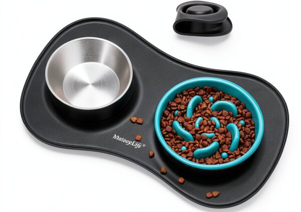 MateeyLife Dog Slow Feeder Bowl Set Anti Spill Mat Small-0