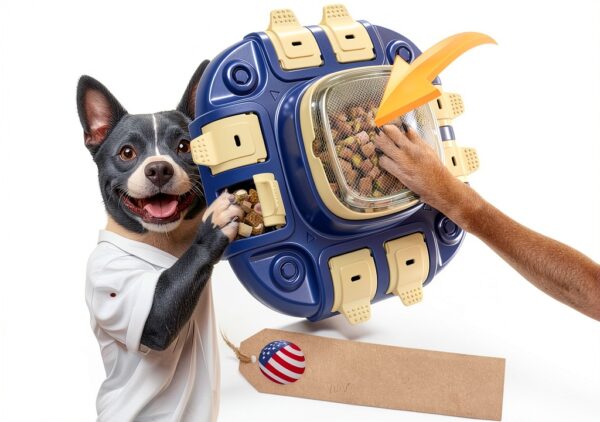 KADTC Dog Puzzle Toy Slow Feeder Bistro Yellow Blue-0